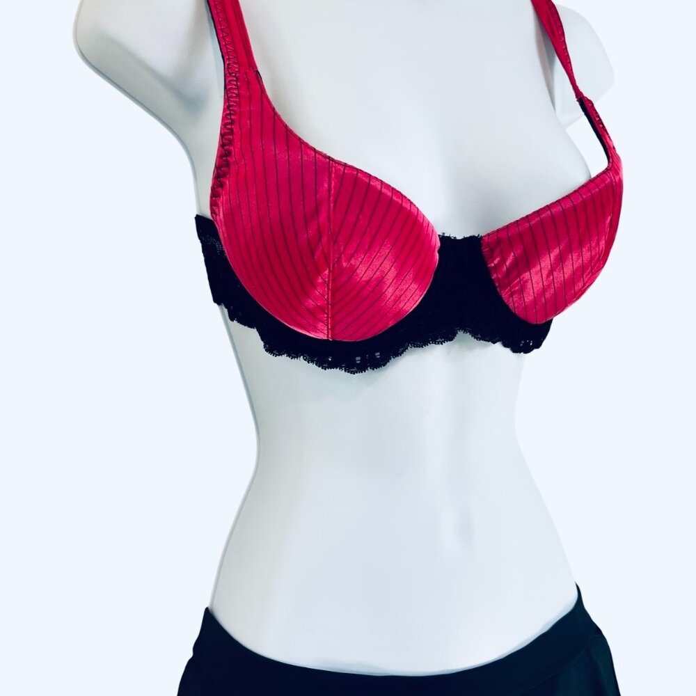 Vintage Morbid Threadz Hot Pink Pinstripe Bra